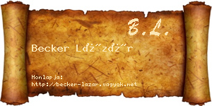 Becker Lázár névjegykártya